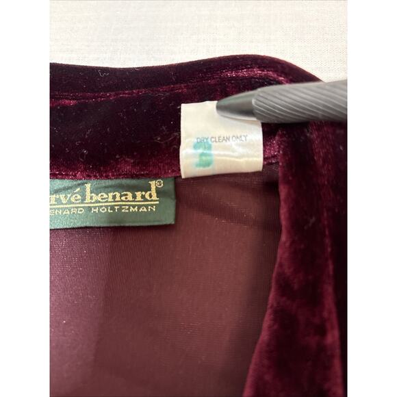 Harve’ Benard Velvet Deep Burgundy Stretch Button Up Long Sleeve Holiday Glam M - Picture 12 of 15